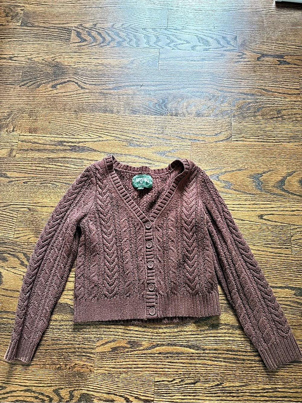 American Eagle Outfitters Cable Knit Cardigan in Brown